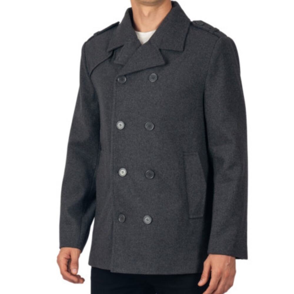 ALPINE SWISS JAKE MENS DOUBLE BREASTED PEACOAT JACKET Wool Blend Blens Men’s M